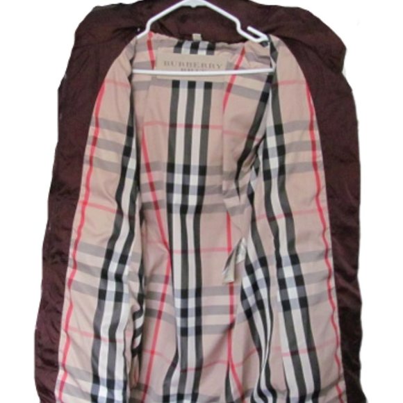 BURBERRY BRIT WINTERLEIGH BORDEAUX BURGUNDY DOWN PUFFER MID LENGTH COAT XS-S - Picture 5 of 11